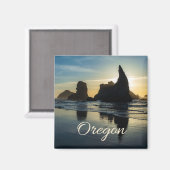 Bandon Oregon Sea Stacks Sunset Foto Magnet (Vorderseite/Rückseite)