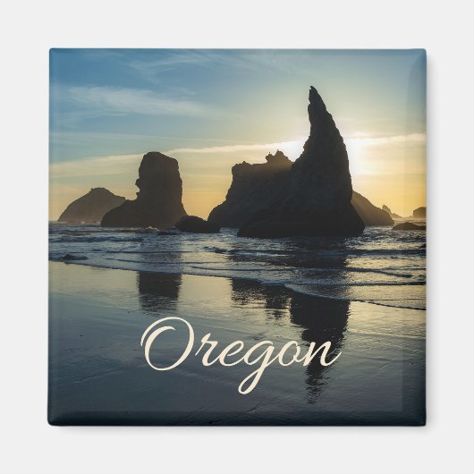 Bandon Oregon Sea Stacks Sunset Foto Magnet (Vorne)