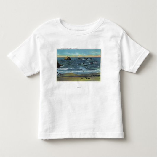 Bandon Strand-Ansicht des Gesichts-Felsens, der Kleinkind T-shirt (Vorderseite)