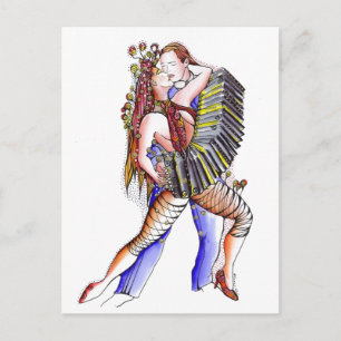 Bandoneon Tango Kiss Postkarte