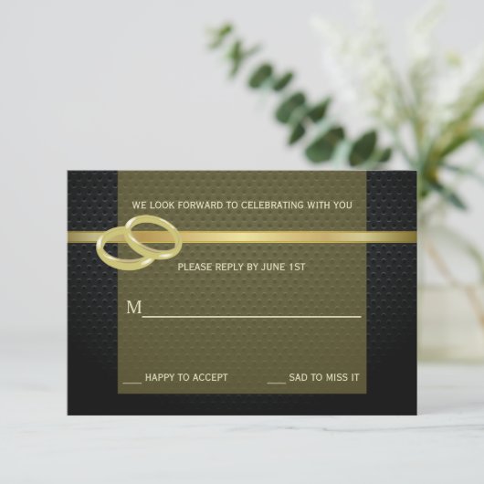 Bands of Gold Reply Card Einladung (Stehend Vorderseite)