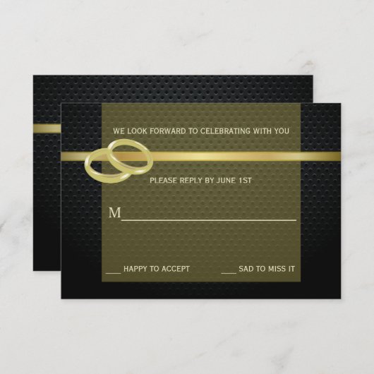 Bands of Gold Reply Card Einladung (Vorne/Hinten)