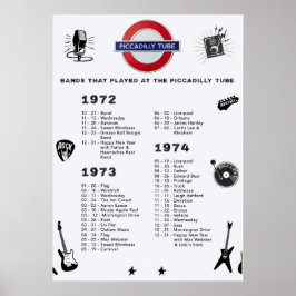 Bands - Piccadilly Tube 1972 1973 1974 Poster