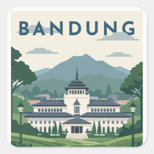 Bandung Indonesia Reiseplakat Quadratischer Aufkleber