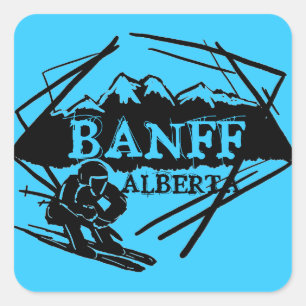 Banff Alberta Canada Blue Skier Logo Aufkleber