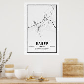 Banff Alberta Canada Travel City Map Modern Simple Poster (Küche)