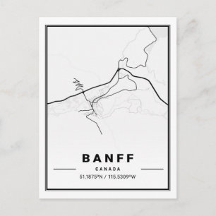 Banff Alberta Canada Travel City Map Postkarte