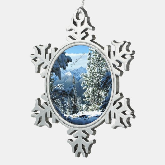 Banff, Alberta, Kanada Schneeflocken Zinn-Ornament (Rechts)