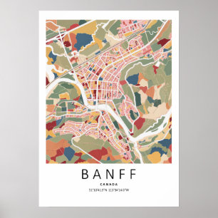 Banff Alberta Karte Poster Moderne Stadt Wandkun