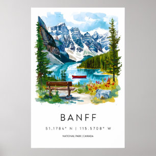 Banff Aquarell Poster Banff Reise Druck Banff