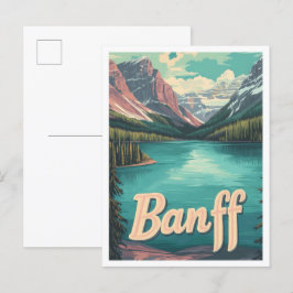 Banff Canada Art Vintage Travel Illustration Postkarte