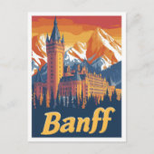 Banff Canada Art Vintage Travel Illustration Postkarte (Vorderseite)