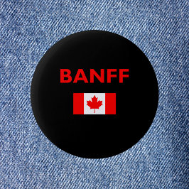 Banff Canada Canadian Flag Dark Color Button