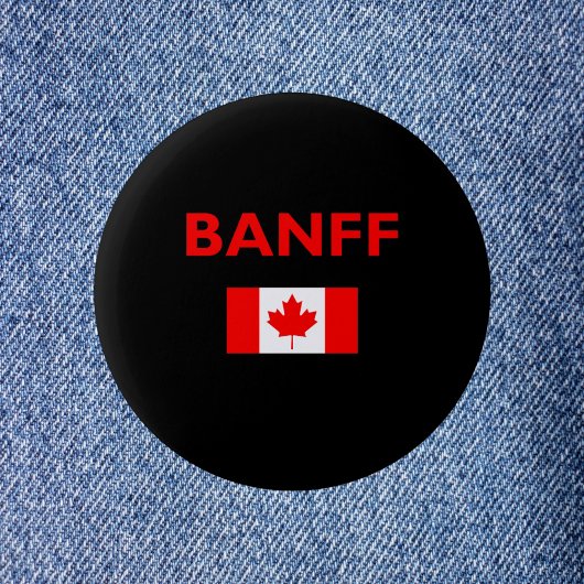 Banff Canada Canadian Flag Dark Color Button