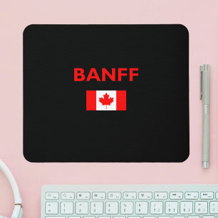 Banff Canada Canadian Flag Dark Color Mousepad