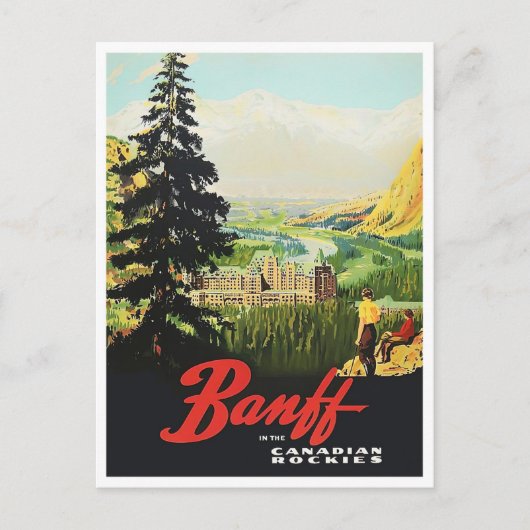 Banff Canada Vintage Reise Postkarte (Vorderseite)