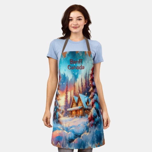 Banff Canada Watercolor Sketch | Schürze (Getragen)