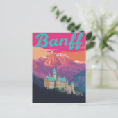Banff Castle Mountains Retro Kunst Postkarte (Stehend Vorderseite)