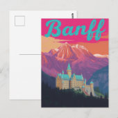 Banff Castle Mountains Retro Kunst Postkarte (Vorne/Hinten)