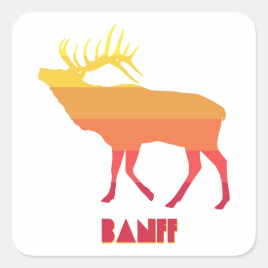Banff Elk Quadratischer Aufkleber (Vorderseite)