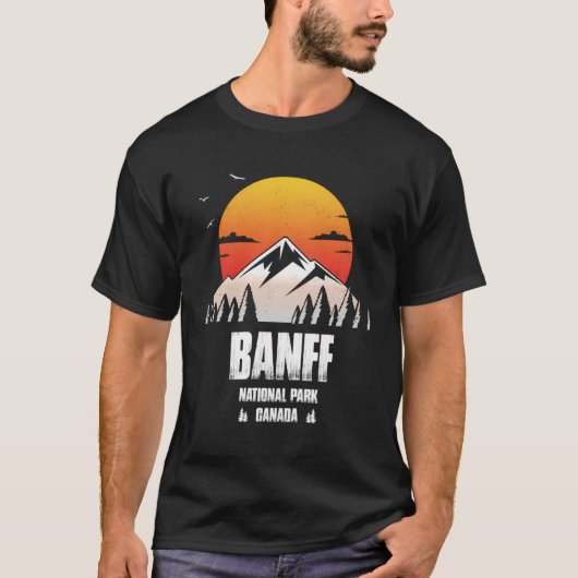 Banff Erinnerung Kanadischer Nationalpark Retro T-Shirt (Vorderseite)