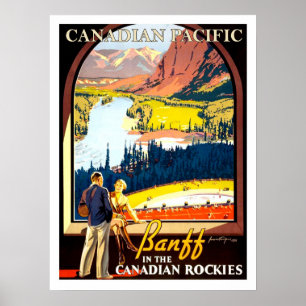 Banff in den kanadischen Felsen, Vintage Reise Poster