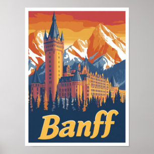 Banff Kanada Kunst Vintage Reiseillustration Poster
