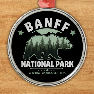 Banff National Park Adventure – Watercolor Bear Ornament Aus Metall