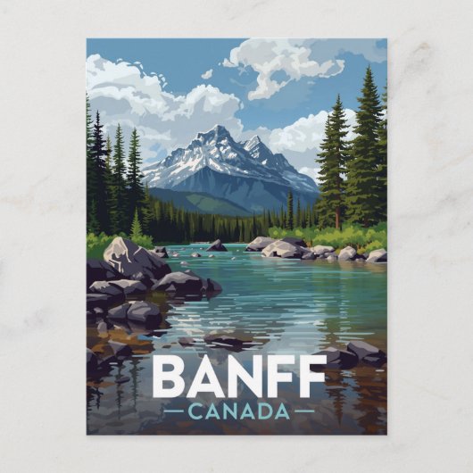 Banff National Park Bergflussblick Postkarte (Vorderseite)