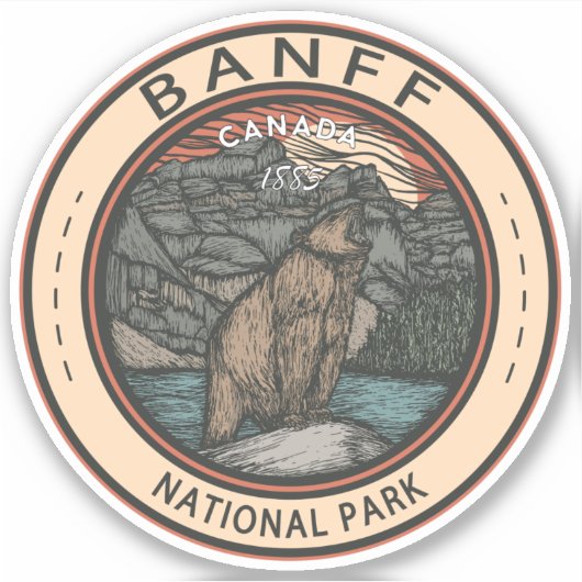 Banff National Park Canada Travel Emblem Vintag Aufkleber (Vorderseite)