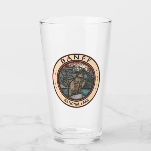 Banff National Park Canada Travel Emblem Vintag Glas (Vorderseite)