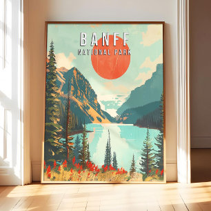 Banff National Park Poster Kunst Druck, Stadt Retr