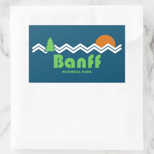 Banff National Park Retro Rechteckiger Aufkleber (Tasche)