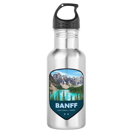 Banff National Park Shield Edelstahlflasche (Vorderseite)