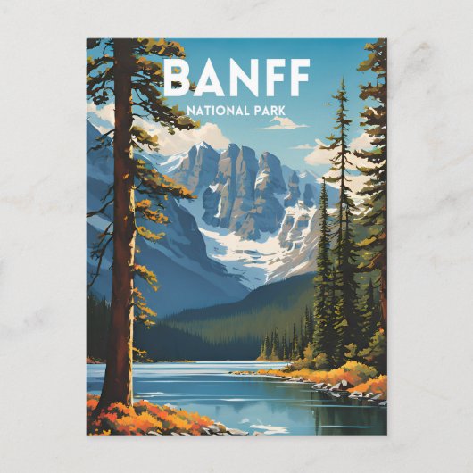 Banff National Park Traditionelles Reiseplakat Postkarte (Vorderseite)
