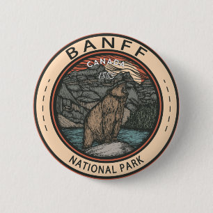 Banff Nationalpark Kanada Reise-Emblem Vintage Button