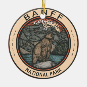 Banff Nationalpark Kanada Reise-Emblem Vintage Keramik Ornament