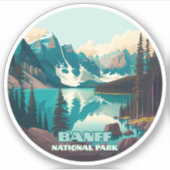 Banff Nationalpark Moraine Lago Retro Aufkleber (Vorderseite)