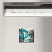 Banff Nationalpark Moraine Lago Retro Magnet (In Situ (Geschirrspüler))