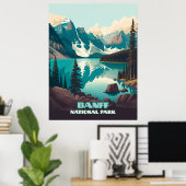Banff Nationalpark Moraine Lago Retro Poster (Heimbüro)