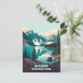 Banff Nationalpark Moraine Lago Retro Postkarte (Stehend Vorderseite)