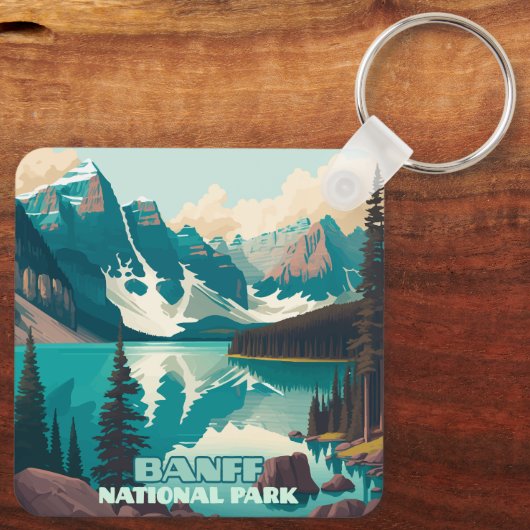 Banff Nationalpark Moraine Lago Retro Schlüsselanhänger (Rückseite)