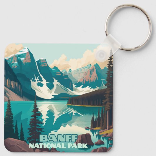 Banff Nationalpark Moraine Lago Retro Schlüsselanhänger (Rückseite)