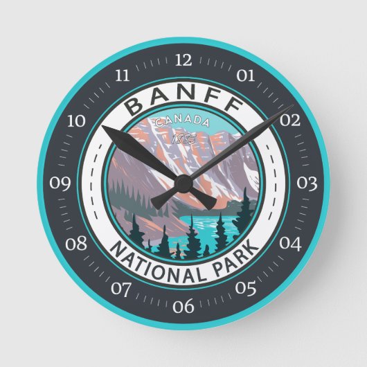 Banff Nationalpark Moraine Vintager See Runde Wanduhr (Vorderseite)