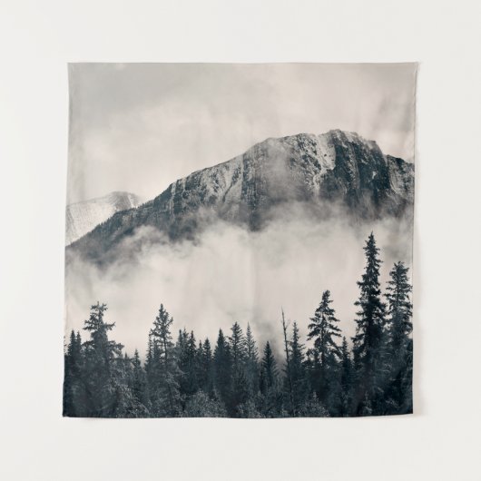 Banff Nationalpark nebelige Berge und Wälder in Wandteppich (Vorderseite)
