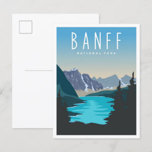 Banff Nationalpark Vintage Reise - Illustration Postkarte
