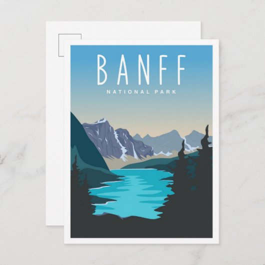Banff Nationalpark Vintage Reise - Illustration Postkarte (Vorne/Hinten)