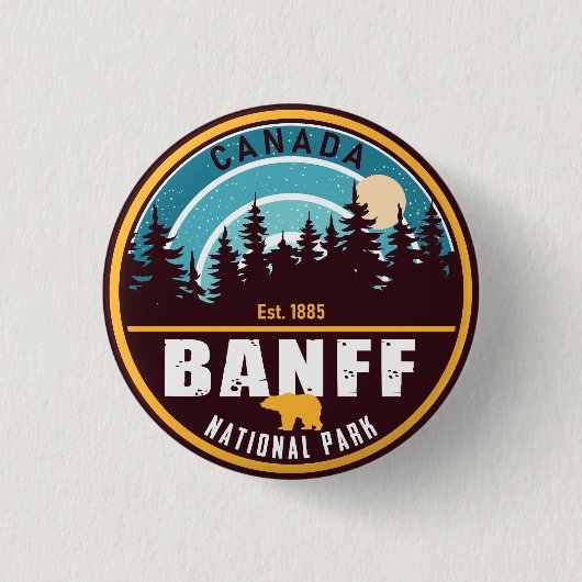 Banff NP Canada Rocky Mountains Vintag Souvenirs Button (Vorderseite)