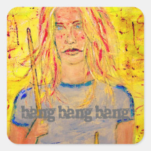Bang bang bang Drummer Girl Quadratischer Aufkleber