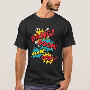 Bang Boom Pow Wham Comic Blasen Vintag T-Shirt